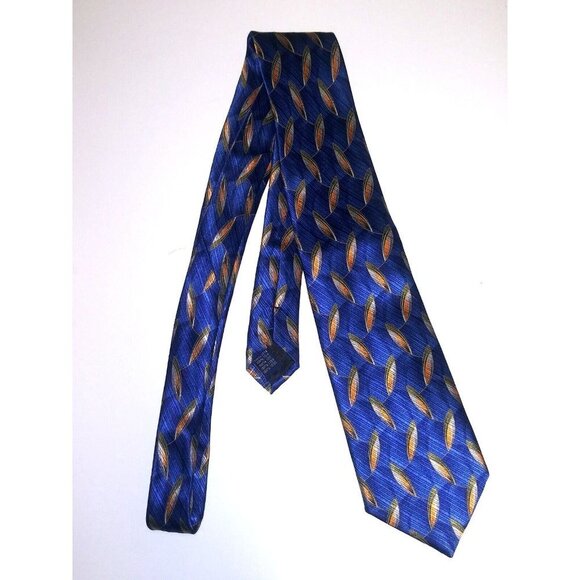 Mens Silk Tie Blue Geometric print Meeting Street Men's Necktie HANDMADE EUC - Picture 5 of 7